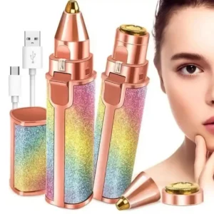 2 in 1 rechargeable electric eyebrow trimmer | facial hair remover for women | painless eyebrow shaver with led light, precision razor tool for face, nose, upper lip, and all body parts