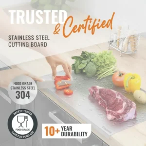 food grade stainless steel cutting board durable hygienic no microplastic no smell easy to clean
